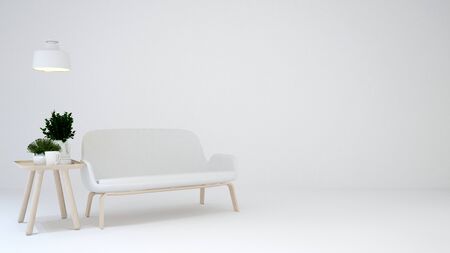 living area on white tone and white background - 3D Renderingの写真素材