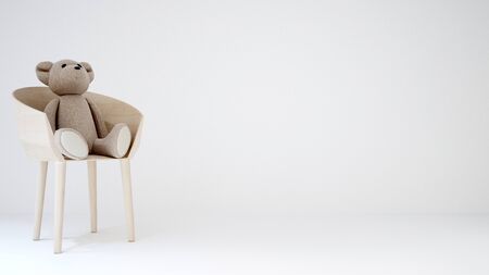 teddy bear in kid room on white background - 3D Renderingの写真素材