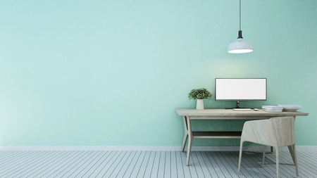 workspace green tone in home or apartment - 3D Renderingの写真素材