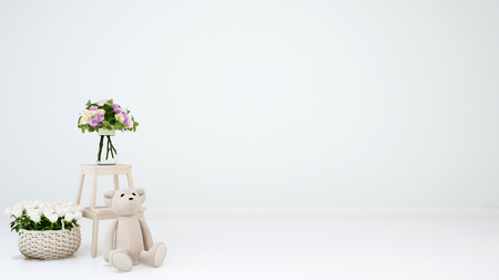 teddy bear and flower for artwork - 3D Renderingの写真素材