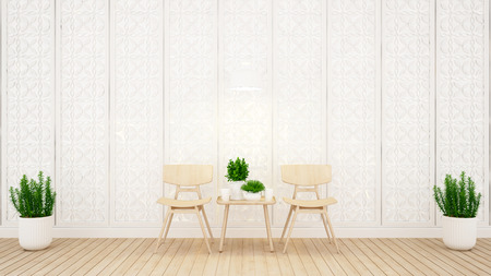 living area and wall decoration in reception or apartment - 3D Renderingの写真素材