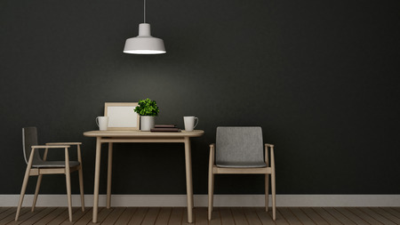 dining room or restaurant on dark tone - 3D Renderingの写真素材