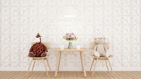 living area and wall decoration in coffee shop or nusery - 3D Renderingの写真素材