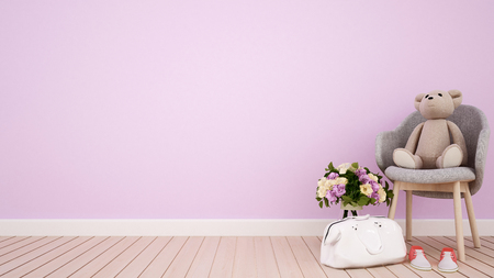 kid room or living area pink tone in nursery or apartment  - 3D Renderingの写真素材