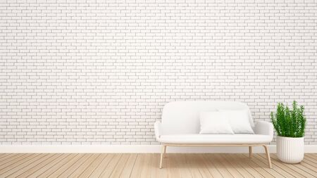 living room brick decoration in apartment or hotel  - Interior Design - 3D Renderingの写真素材