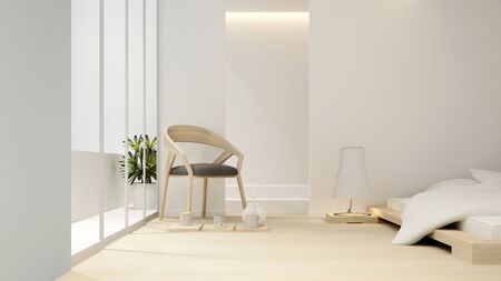 bedroom and balcony in hotel or apartment - Interior design - 3D Renderingの写真素材