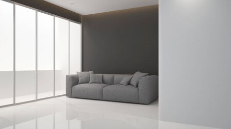 living space and balcony in apartment or hotel - Interior Design - 3D Renderingの写真素材