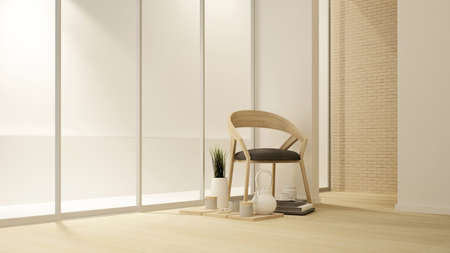 living room and balcony in apartment or hotel - Interior Design - 3D Renderingの写真素材