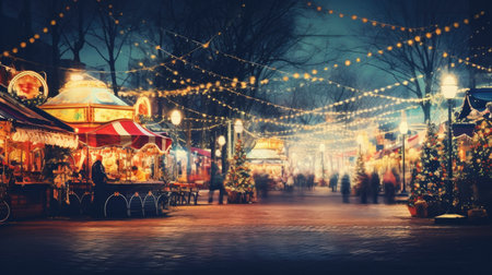 The Christmas lights background features colorful and beautiful street lights for the Christmas season.の素材