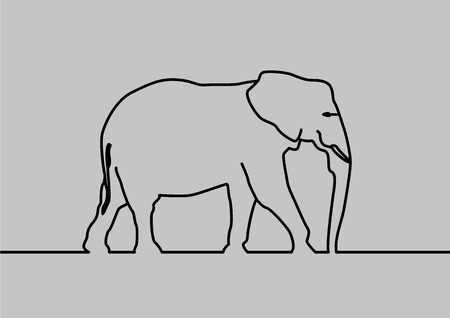 animals set . black elephant line on gray backgroundのイラスト素材