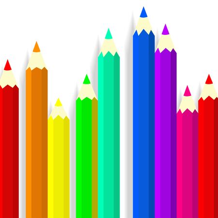 drawing tools set . colored pencils on gray backgroundのイラスト素材