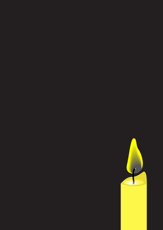 yellow lighting cendle on black backgroundのイラスト素材