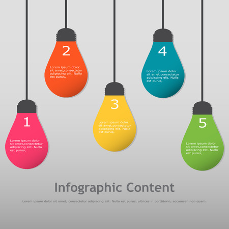 Multi-color light bulb infographics template for business, web design, education, banners, brochures, Vector illustration.のイラスト素材