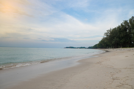 Beautiful tropical Thailand with beach, Blue Sea and White Sand and sunlightの写真素材