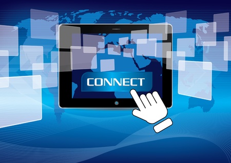 hand pushing connect social network のイラスト素材