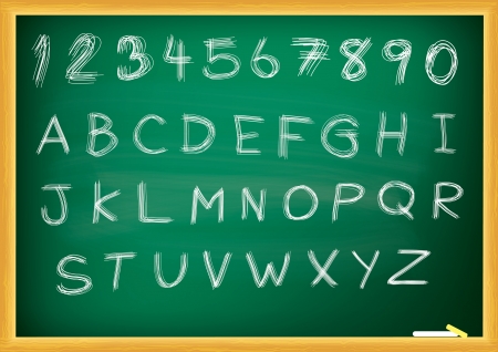 Abc alphabet type font set on blackboard のイラスト素材