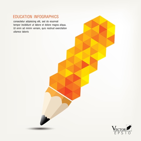 pencil concept infographics for education with triangle designのイラスト素材