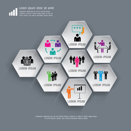 Business Infographics Hexagon Vector illustration. can be used for workflow layout, diagram, number options, web design, infographics, business brochure.の写真素材