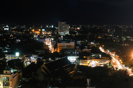 CHIANG MAI, THAILAND - JULY 14, 2014  aerial view on Chiang Mai at night  Chiang Mai is the largest and most culturally significant city in northern Thailandのeditorial素材