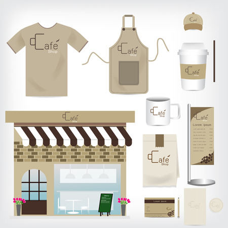 Vector Cafe Shop Set can be used for Layout, Flyer, banner, uniform, package, infographics, template.のイラスト素材