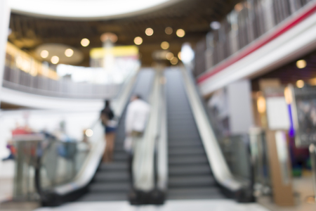blur image of shopping mall and people with abstract bokehの写真素材