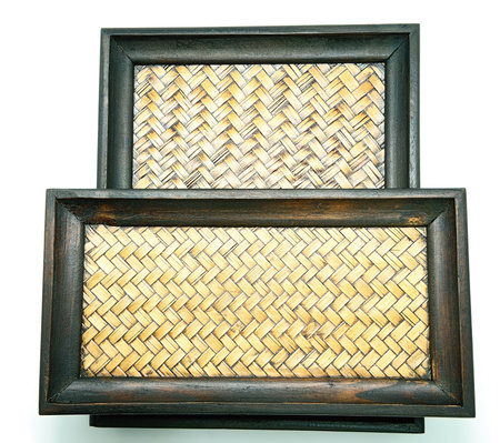 Beautiful gold bamboo seamless pattern in the 2 frames