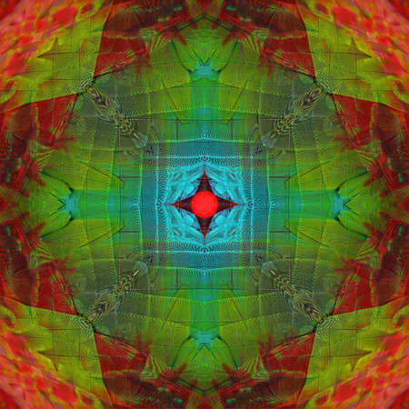 Seamless pattern made from Greenwinged Macaw feathers の写真素材