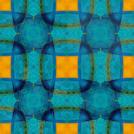 Seamless pattern made from Blue and Gold Macaw feathers 
