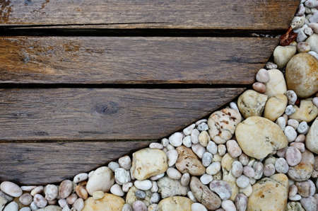 Old wood walkway on rock background natureの写真素材