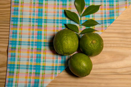 Fresh lemon on woodの写真素材