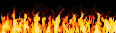 Fire flames on black background