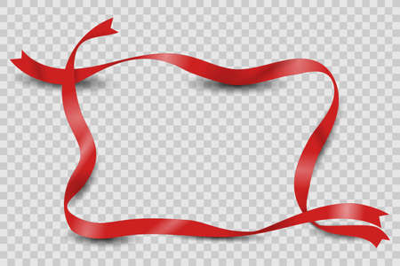 red wavy ribbon frame on transparent background. vector illustrationのイラスト素材