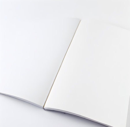 open book with blank pages on white background. Generative AIの素材