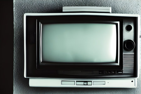 a black and white photo of an old tv. Generative AI.の素材