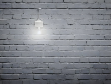 a brick wall with a lamp on top of it. Generative AIの素材