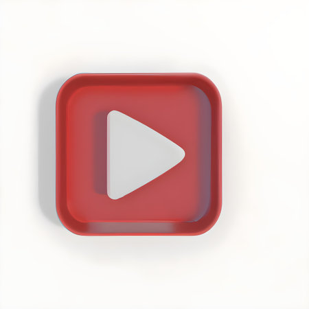 3d red square video play button icon. Generative AIの素材