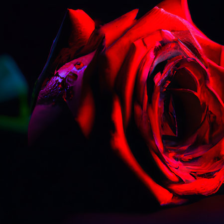 red rose on black background. Generative AIの素材