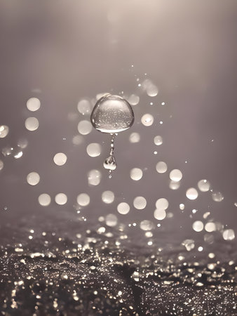 a black and white photo of water droplets. Generative AI.の素材