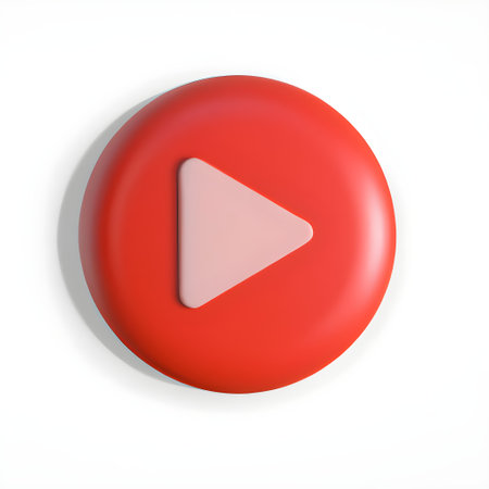 red round video play button icon. Generative AIの素材