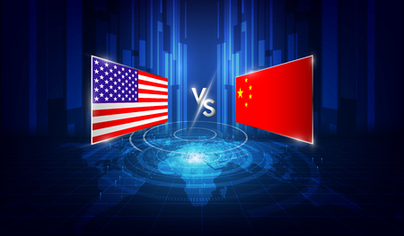 USA and China trade war. of global business Concept. vector illustrationのイラスト素材