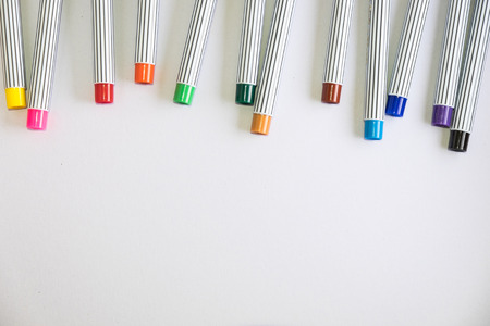 Colorful magic pens in white backgroundの写真素材