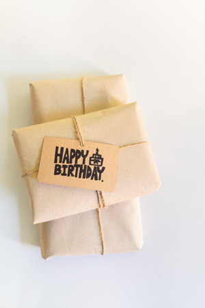 Handmade gift with Happy Birthday card, Celebration congratulation, HBDの写真素材