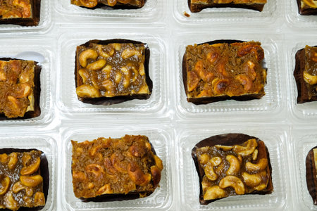 Toffee cake on whithe background, bakeryの写真素材