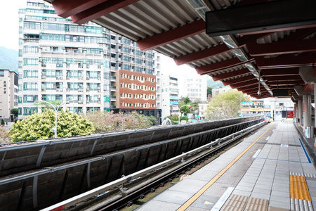 View of MRT railways with building in downtown