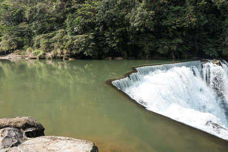 Beautiful Shifen Waterfall in Taiwan, close upの写真素材