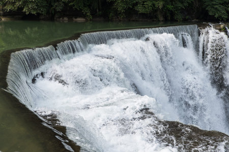 Beautiful Shifen Waterfall in Taiwan, close upの写真素材