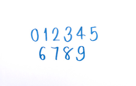 Letters and number on white background, 0-9の写真素材