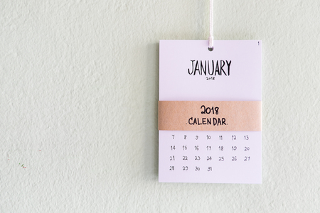 Vintage calendar 2018 handmade hang on the white wallの写真素材