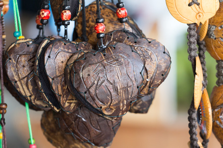 The coconut shell wallet. You can buy more tourist attraction in Thailand.の写真素材