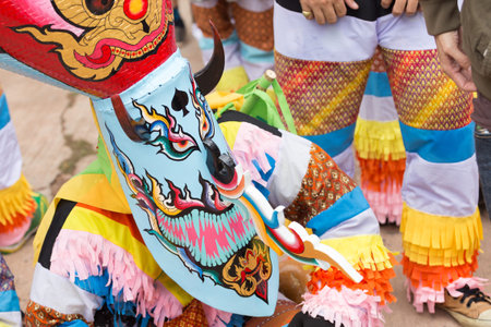 Thailand June 27: Phitakhon festival Phitakhon masks and dance to show festival on june 27 ,2015 in loei province of thailandのeditorial素材